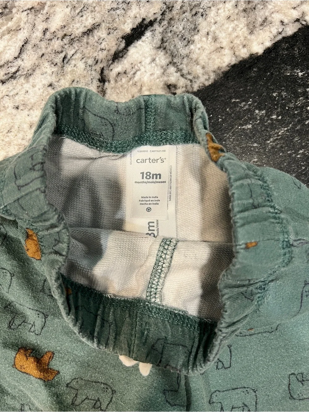 Carter’s Green Bear Print Jogger Sweatpants 18 Months
